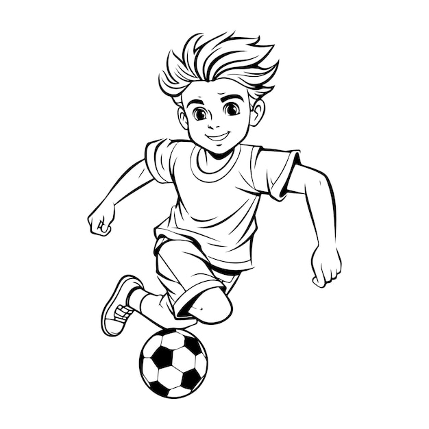 ragazzo che gioca a calcio disegno illustrazione generativa ai