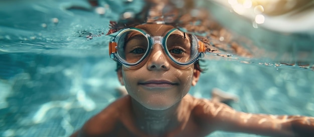 Ragazzo che nuota in piscina