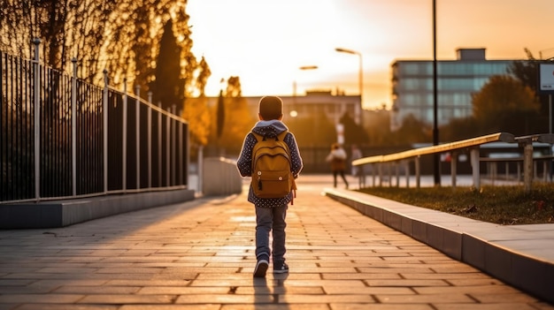 Ragazzo che torna a scuola