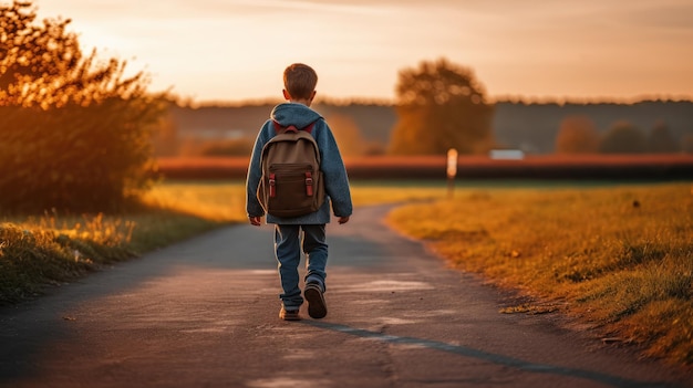 Ragazzo che torna a scuola