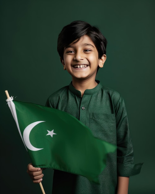 Ragazzo con la bandiera del Pakistan
