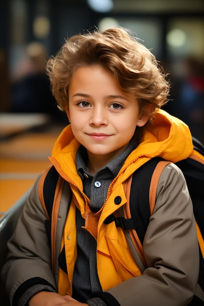 Ragazzo con uno zaino e un sorriso sul viso AI generativa