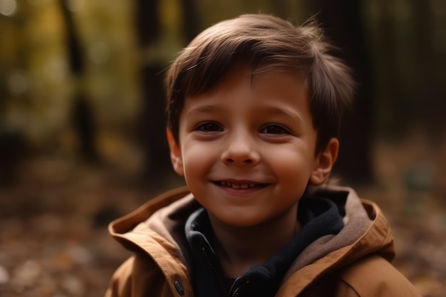 ragazzo felice bambino sorride godendo la vita adottata ritratto di giovane ragazzo in parco naturale o all'aperto co