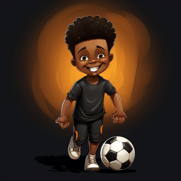 Ragazzo felice uscito giocando a calcio disegno illustrativo