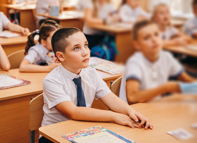 Ragazzo in aula della scuola elementare