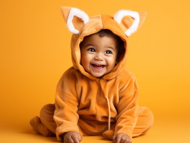 Ragazzo in costume di Halloween con una posa giocosa