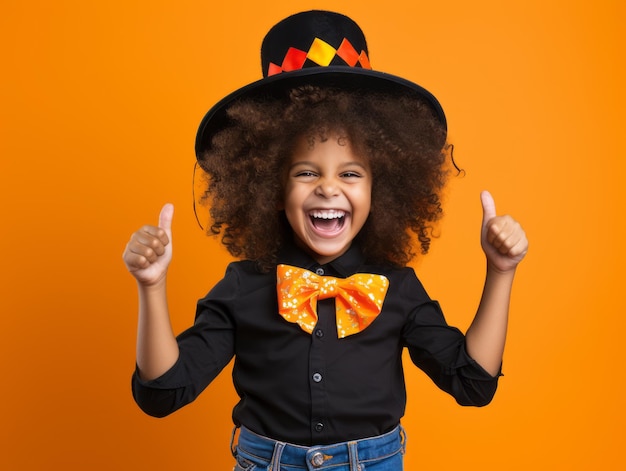 Ragazzo in costume di Halloween con una posa giocosa