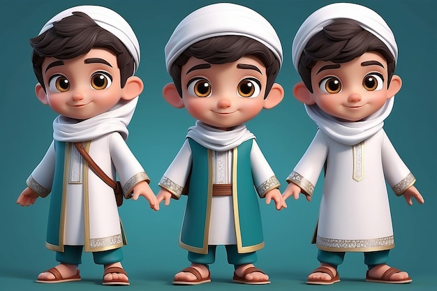 ragazzo islamico illustrazione di personaggi 3d costume design ragazzo musulmano