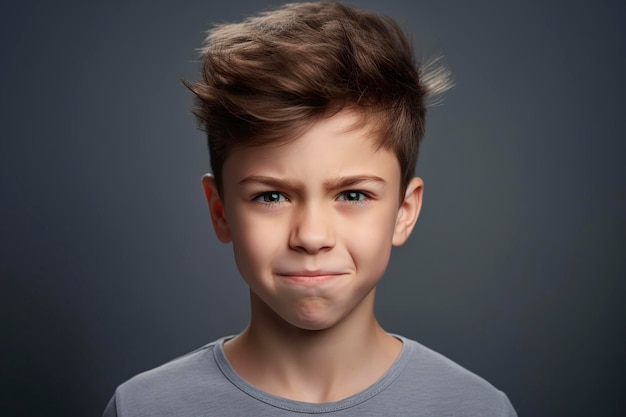 ragazzo strizzando gli occhi e la faccia in studio arrabbiato