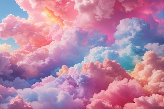 Rainbow Cotton Candy Clouds Cotton candy clouds sfondo nuvole sognanti sfondo nuvoli di cotone sfondo AI generativo