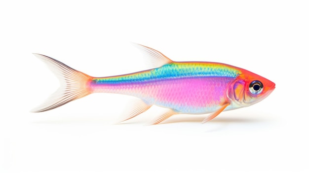 Rainbow Fish Closeup su sfondo bianco in stile Patricia Piccinini