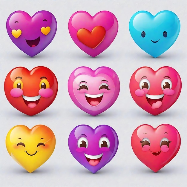 Rainbow of Love Emojis colorate con sfumature di affetto