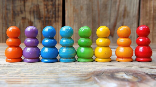 Rainbow pioni una colorata serie di pezzi di gioco