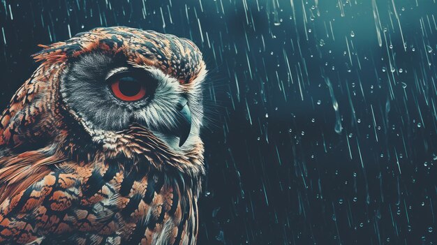 Rainy Owl Hd Wallpaper con stile di illustrazione strutturato