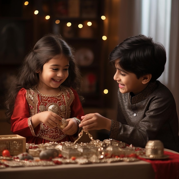 Raksha Bandhan Fratello e sorella Tieng Rakhi Momento felice V2