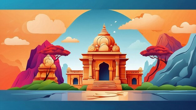 Ram Navami Illustrazione Sfondamento per lo spazio dei social media Testo