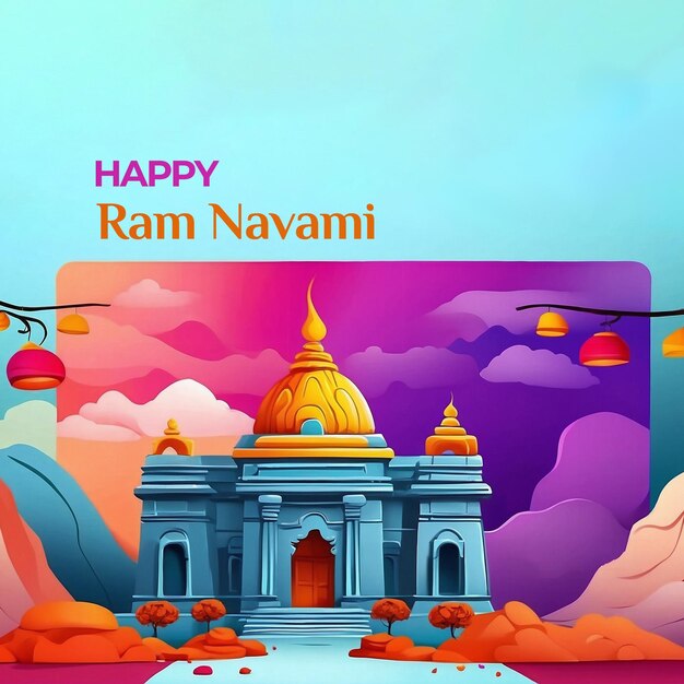 Ram Navami Illustrazione Sfondamento per lo spazio dei social media Testo