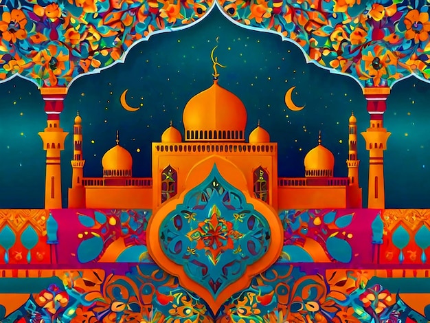 Ramadan con una splendida scena di Eid al-Fitr con colori vivaci