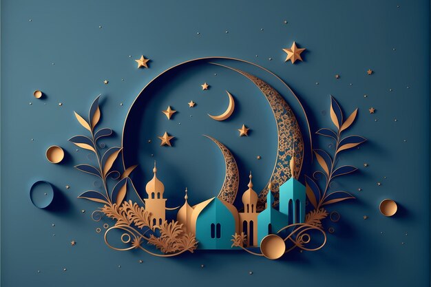 Ramadan decorazione sfondo rendering 3D