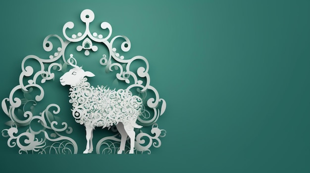 Ramadan Eid al Adha pecore concetto artistico sfondo verde celebrazione