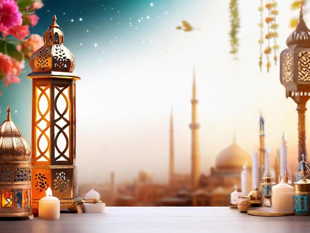 Ramadan eid mubarak sfondo islamico generato da AI