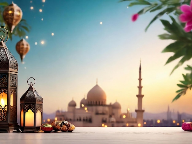 Ramadan eid mubarak sfondo islamico generato dall'intelligenza artificiale