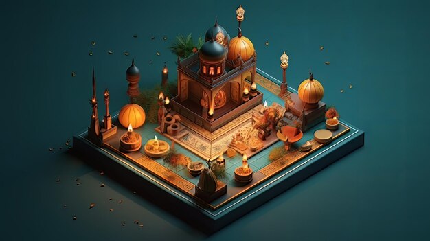 Ramadan Il nono mese del calendario islamico Osservato dai musulmani di tutto il mondo come Un mese di digiuno, preghiera, ripercussioni sulla società Mese che commemora i primi versi del Profeta Muhammad ai arte generata