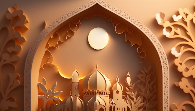 Ramadan Kareem 3d Moschea Papercut