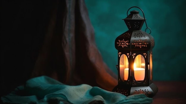 Ramadan Kareem Background with Lantern Illustration AI GenerativexA