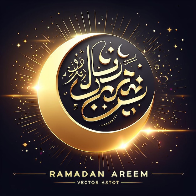 Ramadan kareem bandiera d'oro araba