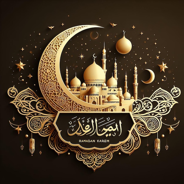 Ramadan kareem bandiera d'oro araba