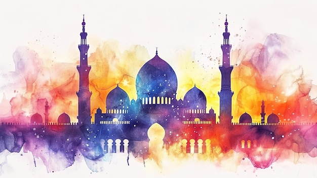 Ramadan Kareem design per le vacanze schizzo ad acquerello