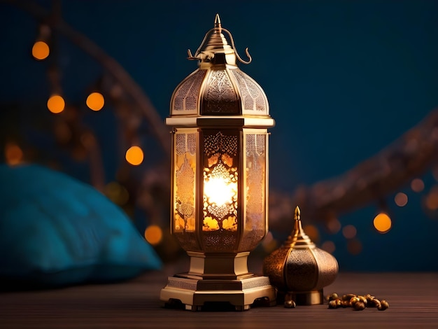 Ramadan Kareem Eid Mubarak Lampada reale elegante all'antica