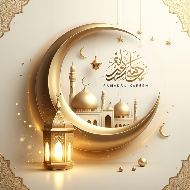 Ramadan Kareem Images Template Cartella di saluto islamica e sfondo