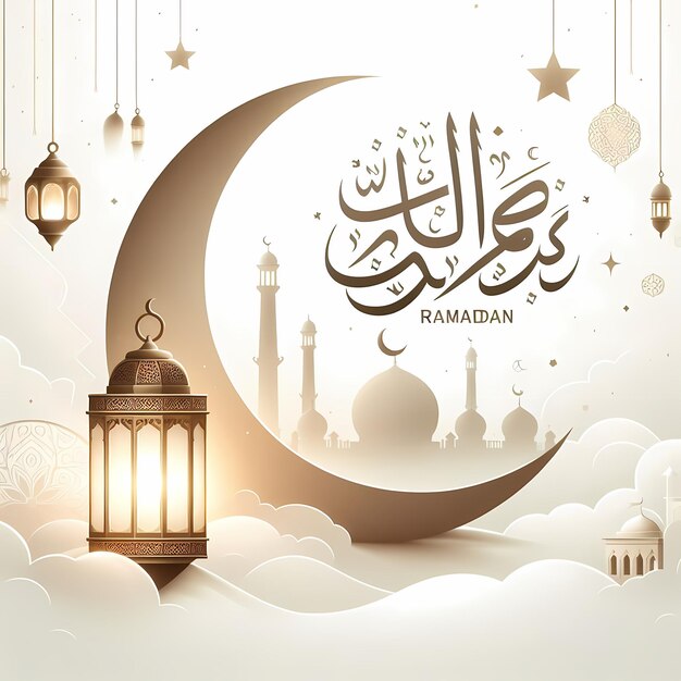 Ramadan Kareem Images Template Cartella di saluto islamica e sfondo