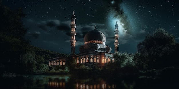 Ramadan kareem in Europa notte cielo stellato