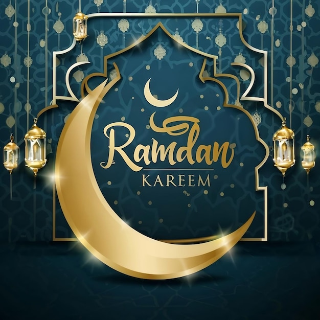 Ramadan Kareem Luna dorata e astratto lusso elementi islamici sfondo