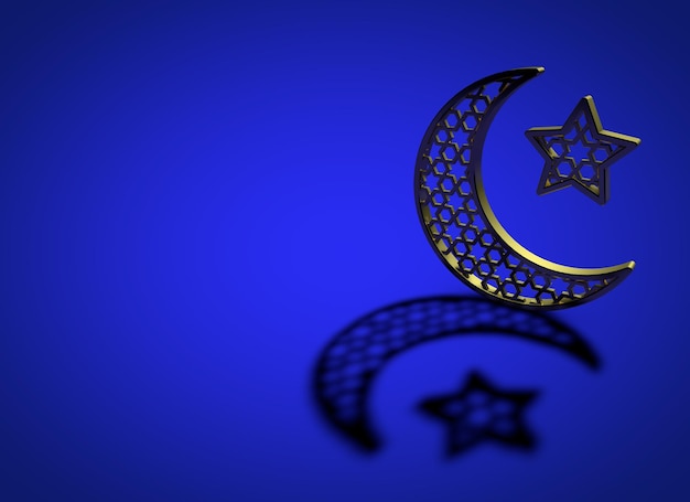 Ramadan Kareem luna e stella 3D Rendering