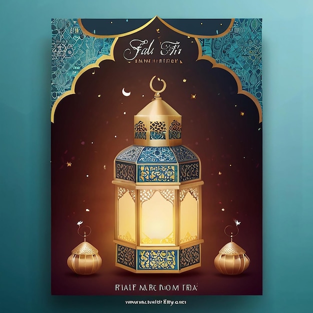Ramadan Kareem modello di biglietto di auguri islamico con ramadan per la progettazione di carta da parati Poster media ban