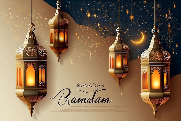 Ramadan Kareem modello di biglietto di auguri islamico con ramadan per la progettazione di carta da parati poster media banner
