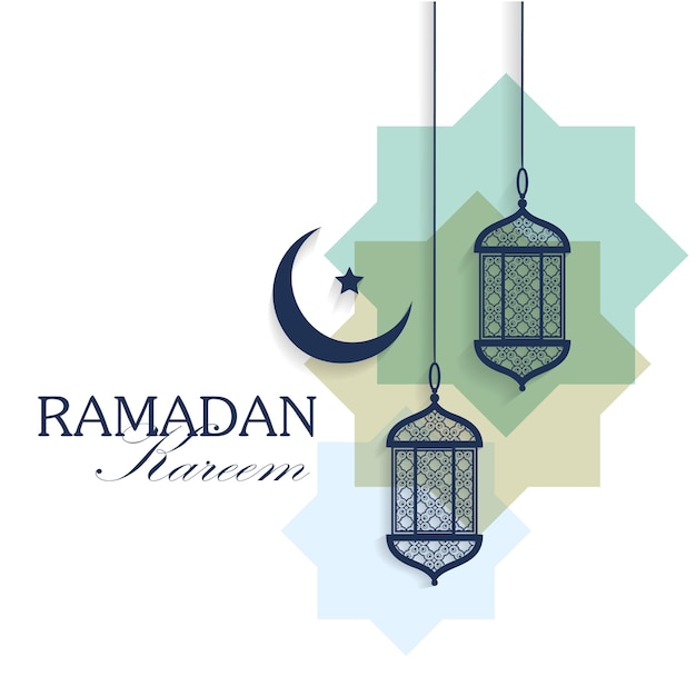 ramadan kareem moon and arabic lamps background