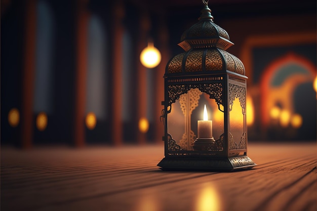 Ramadan kareem sfondo islamico con lanterna IA generativa