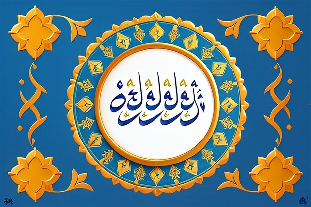 Ramadan Mubarak bellissimo biglietto di auguri basato su un modello islamico tradizionale come sfondo arabo