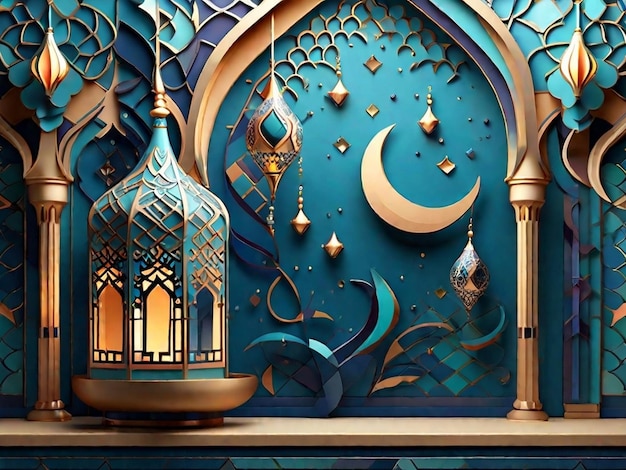 Ramadan mubarak splendido disegno di sfondo con decorazione islamica
