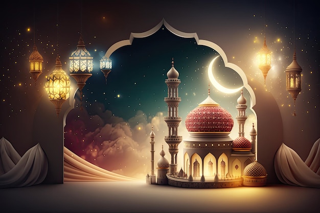 Ramadan vacanza sfondo illustrazione AI generativo