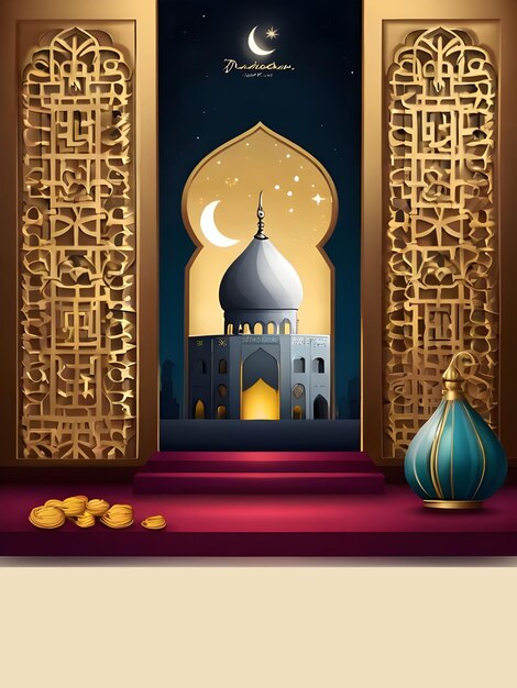 Ramadano Mubarak eid gretting modello di illustrazione