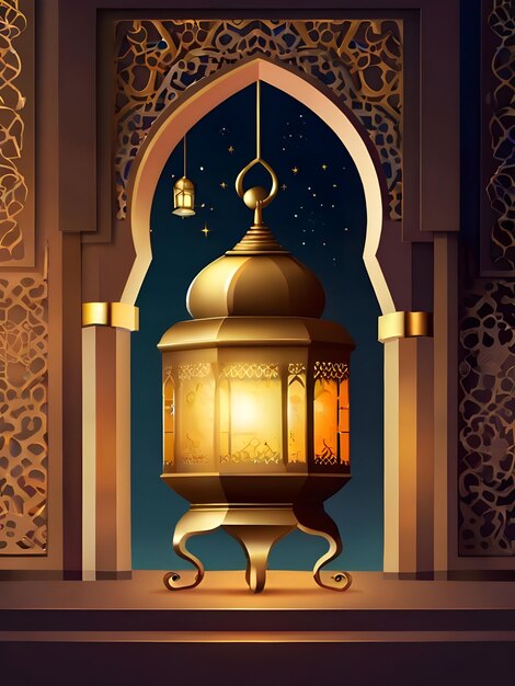 Ramadano Mubarak eid gretting modello di illustrazione