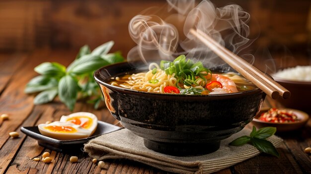 Ramen con cipolle di primavera e uova bollite deliziosamente confortanti