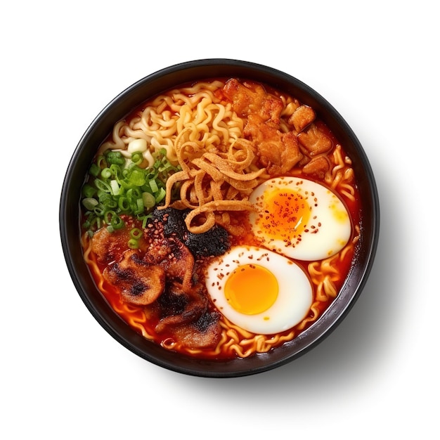 ramen con molti condimenti cibo giapponese