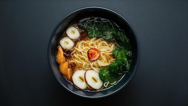 Ramen delizioso su superficie scura